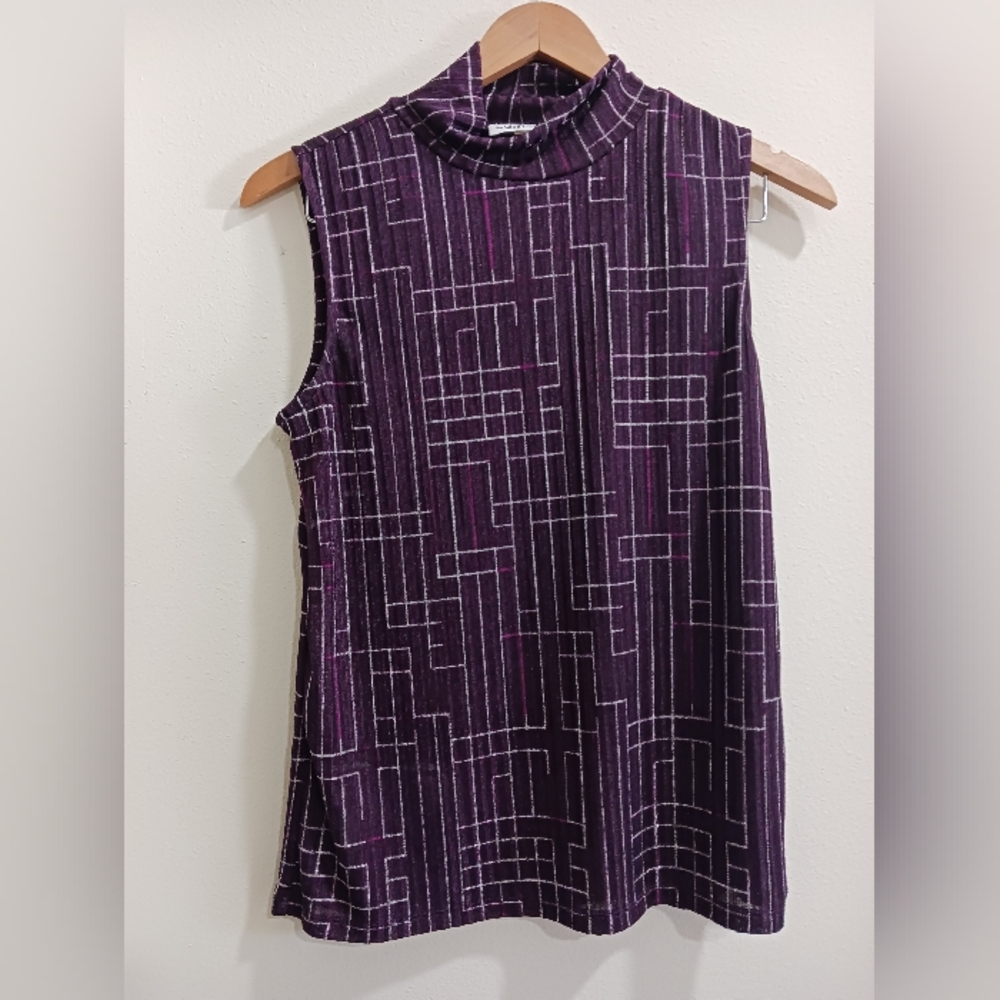 Calvin Klein Purple Geometric Sleeveless Blouse